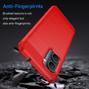 Realme C33 Θήκη Σιλικόνης Κόκκινη Brushed Texture Carbon Fiber TPU Phone Case Red
