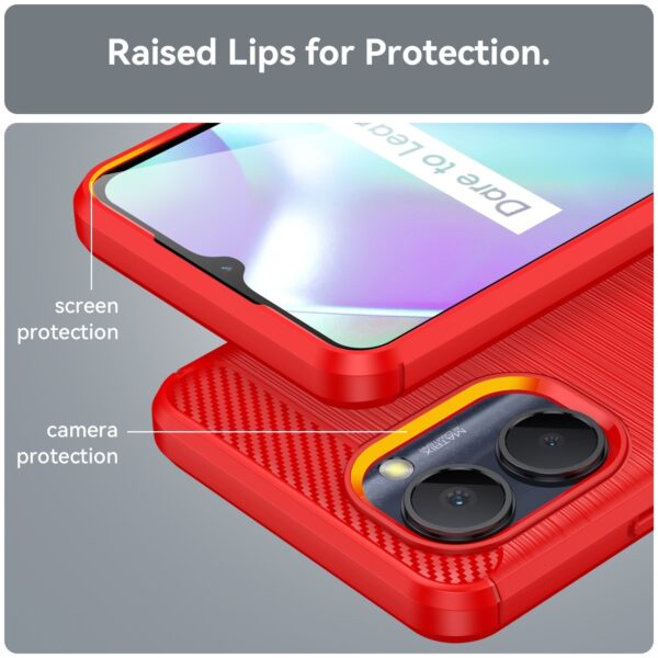 Realme C33 Θήκη Σιλικόνης Κόκκινη Brushed Texture Carbon Fiber TPU Phone Case Red