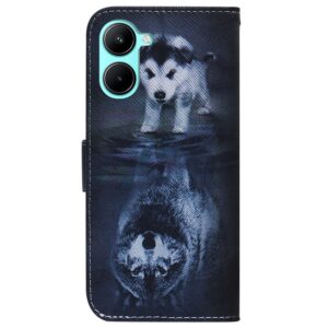 Realme C33 Θήκη Βιβλίο Coloured Drawing Flip Phone Case Wolf and Dog