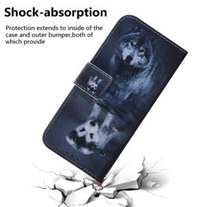 Realme C33 Θήκη Βιβλίο Coloured Drawing Flip Phone Case Wolf and Dog
