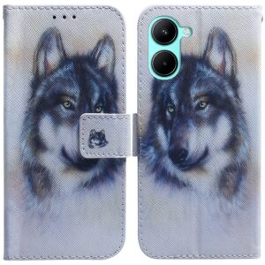 Realme C33 Θήκη Βιβλίο Coloured Drawing Flip Phone Case White Wolf