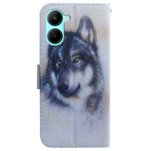 Realme C33 Θήκη Βιβλίο Coloured Drawing Flip Phone Case White Wolf