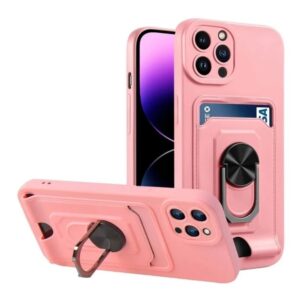 Forcell iPhone 14 Pro Max Card Wallet Θήκη Σιλικόνης - Pink