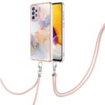 Samsung Galaxy A53 5G Θήκη Σιλικόνης Με Λουράκι Electroplating IMD TPU Phone Case with Lanyard White Marble