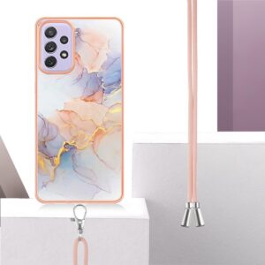 Samsung Galaxy A53 5G Θήκη Σιλικόνης Με Λουράκι Electroplating IMD TPU Phone Case with Lanyard White Marble