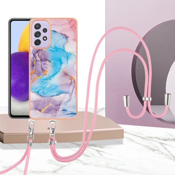 Samsung Galaxy A53 5G Θήκη Σιλικόνης Με Λουράκι Electroplating IMD TPU Phone Case with Lanyard Blue Marble