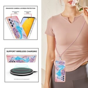 Samsung Galaxy A53 5G Θήκη Σιλικόνης Με Λουράκι Electroplating IMD TPU Phone Case with Lanyard Blue Marble