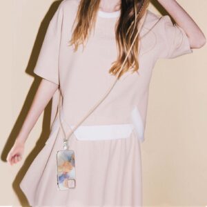 iPhone 13 Θήκη Σιλικόνης Με Λουράκι Electroplating Pattern IMD TPU Shockproof Case with Neck Lanyard Milky Way White Marble