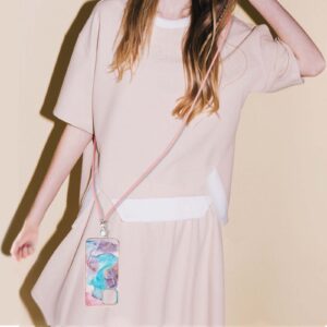 iPhone 13 Θήκη Σιλικόνης Με Λουράκι Electroplating Pattern IMD TPU Shockproof Case with Neck Lanyard Milky Way Blue Marble