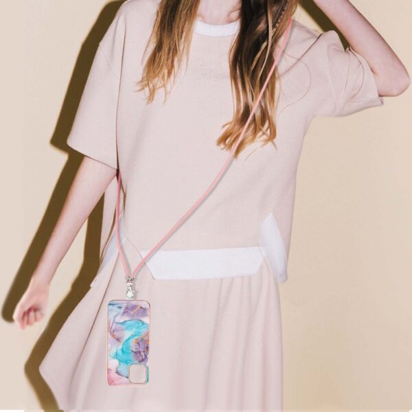 iPhone 13 Pro Max Θήκη Σιλικόνης Με Λουράκι Electroplating Pattern IMD TPU Shockproof Case Milky Way Blue Marble