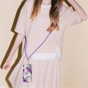 iPhone 13 Pro Max Θήκη Σιλικόνης Με Λουράκι Electroplating Pattern IMD TPU Shockproof Case Purple Flower