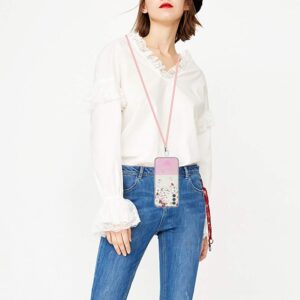 Samsung Galaxy A54 5G Θήκη Σιλικόνης Με Λουράκι Bronzing Butterfly Flower TPU Phone Case with Lanyard Peach Blossoms