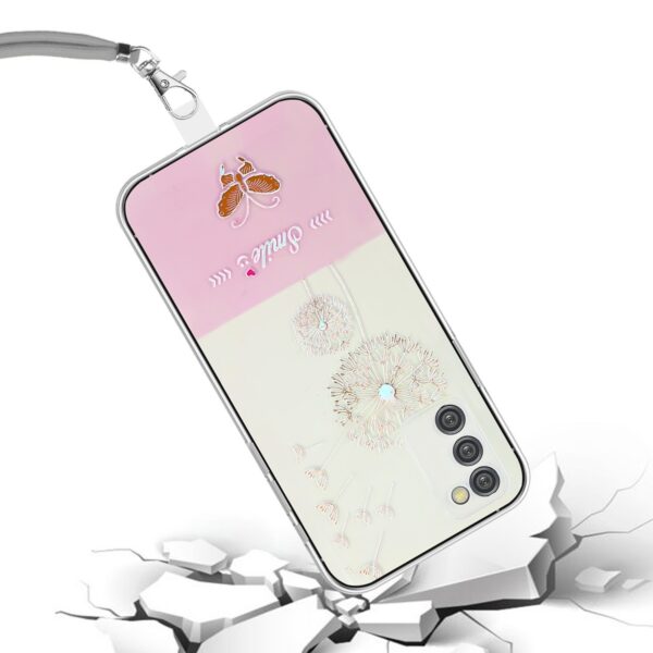 Samsung Galaxy A54 5G Θήκη Σιλικόνης Με Λουράκι Bronzing Butterfly Flower TPU Phone Case with Lanyard Dandelions