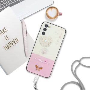 Samsung Galaxy A54 5G Θήκη Σιλικόνης Με Λουράκι Bronzing Butterfly Flower TPU Phone Case with Lanyard Dandelions
