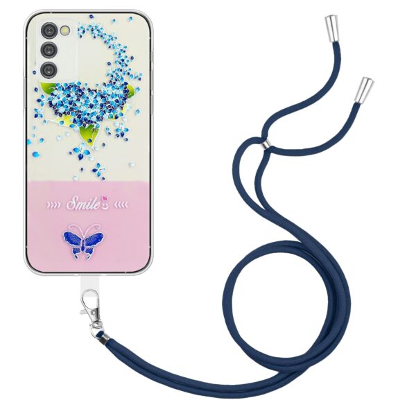 Samsung Galaxy A54 5G Θήκη Σιλικόνης Με Λουράκι Bronzing Butterfly Flower TPU Phone Case with Lanyard Hydrangea Samsung Galaxy A54 5G Θήκη Σιλικόνης Με Λουράκι Bronzing Butterfly Flower TPU Phone Case with Lanyard Hydrangea