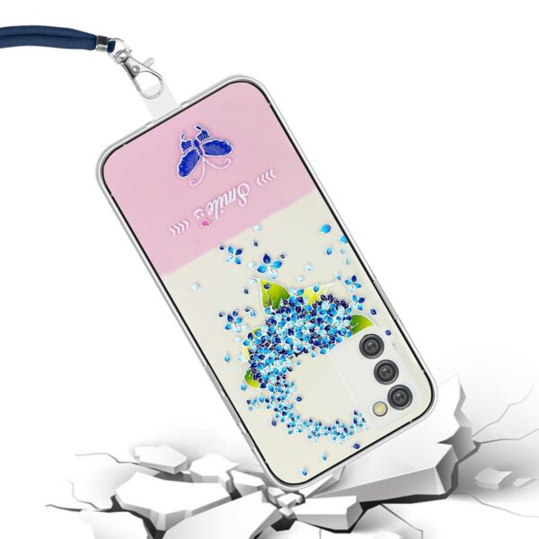 Samsung Galaxy A54 5G Θήκη Σιλικόνης Με Λουράκι Bronzing Butterfly Flower TPU Phone Case with Lanyard Hydrangea