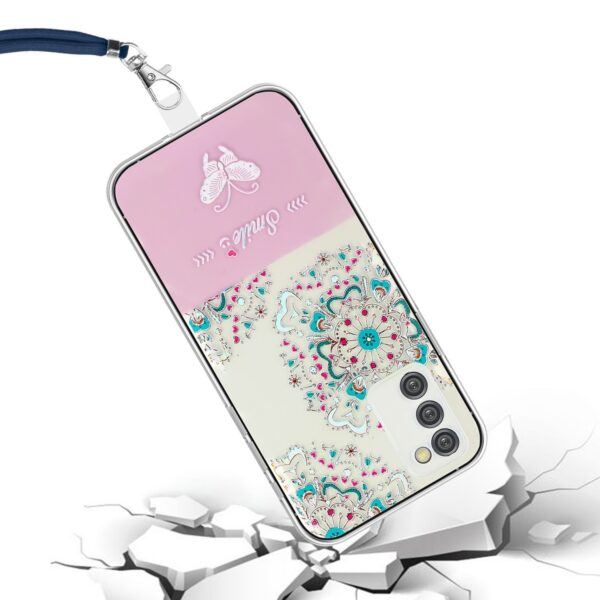 Samsung Galaxy A34 5G Θήκη Σιλικόνης Με Λουράκι Bronzing Butterfly Flower TPU Phone Case with Lanyard Peacock Flower