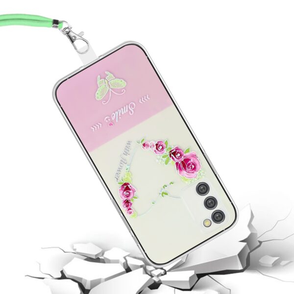 Samsung Galaxy A34 5G Θήκη Σιλικόνης Με Λουράκι Bronzing Butterfly Flower TPU Phone Case with Lanyard Rose Heart