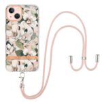 iPhone 13 Θήκη Σιλικόνης Με Λουράκι Flowers Series TPU Phone Case with Lanyard Green Gardenia