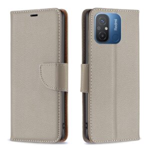 Xiaomi Redmi 12C Θήκη Βιβλίο Γκρι Litchi Texture Pure Color Phone Case Grey