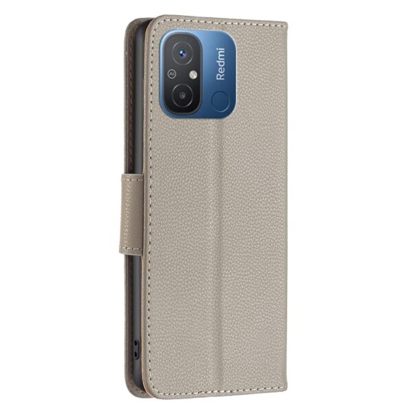 Xiaomi Redmi 12C Θήκη Βιβλίο Γκρι Litchi Texture Pure Color Phone Case Grey