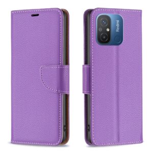 Xiaomi Redmi 12C Θήκη Βιβλίο Μωβ Litchi Texture Pure Color Phone Case Purple