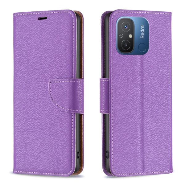 Xiaomi Redmi 12C Θήκη Βιβλίο Μωβ Litchi Texture Pure Color Phone Case Purple
