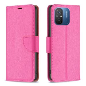 Xiaomi Redmi 12C Θήκη Βιβλίο Φούξια Litchi Texture Pure Color Phone Case Fuchsia