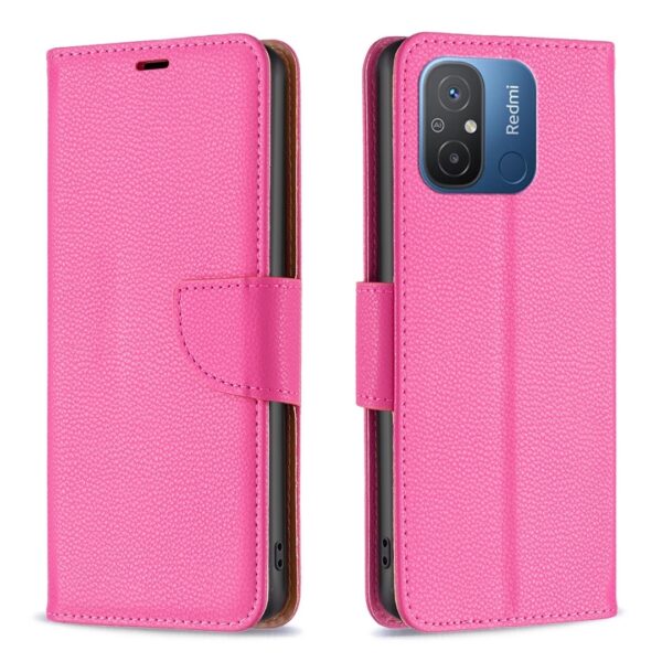 Xiaomi Redmi 12C Θήκη Βιβλίο Φούξια Litchi Texture Pure Color Phone Case Fuchsia