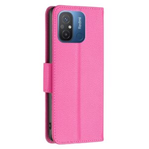 Xiaomi Redmi 12C Θήκη Βιβλίο Φούξια Litchi Texture Pure Color Phone Case Fuchsia