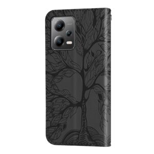 Xiaomi Redmi Note 12 5G / Xiaomi Poco X5 5G Θήκη Βιβλίο Μαύρο Life Tree Embossing Pattern Phone Case Black