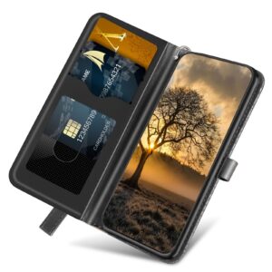 Xiaomi Redmi Note 12 5G / Xiaomi Poco X5 5G Θήκη Βιβλίο Μαύρο Life Tree Embossing Pattern Phone Case Black