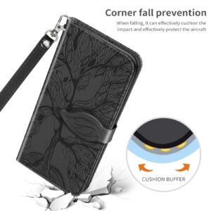 Xiaomi Redmi Note 12 5G / Xiaomi Poco X5 5G Θήκη Βιβλίο Μαύρο Life Tree Embossing Pattern Phone Case Black