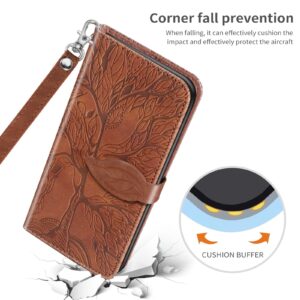 Xiaomi Redmi Note 12 5G / Xiaomi Poco X5 5G Θήκη Βιβλίο Καφέ Life Tree Embossing Pattern Phone Case Brown