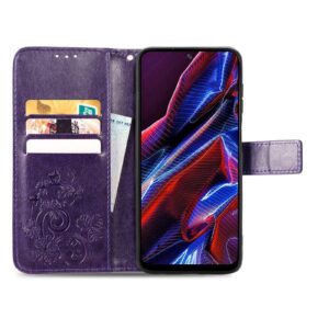 Xiaomi Redmi Note 12 5G / Xiaomi Poco X5 5G Θήκη Βιβλίο Μωβ Four-leaf Clasp Embossed Phone Case Purple