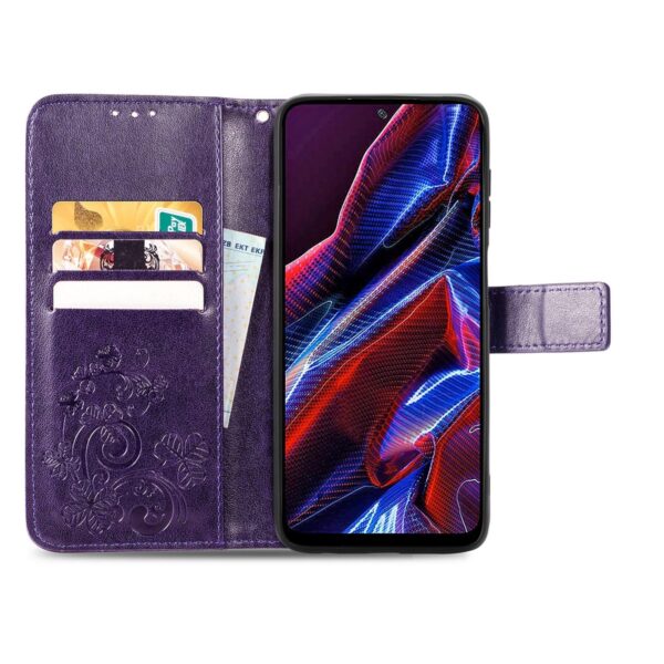 Xiaomi Redmi Note 12 5G / Xiaomi Poco X5 5G Θήκη Βιβλίο Μωβ Four-leaf Clasp Embossed Phone Case Purple