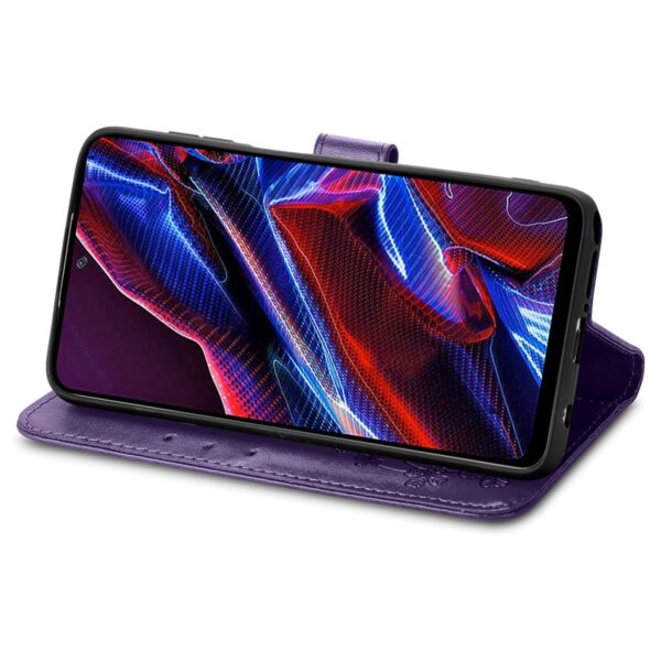 Xiaomi Redmi Note 12 5G / Xiaomi Poco X5 5G Θήκη Βιβλίο Μωβ Four-leaf Clasp Embossed Phone Case Purple