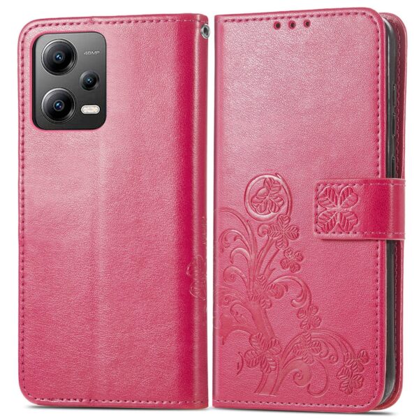 Xiaomi Redmi Note 12 5G / Xiaomi Poco X5 5G Θήκη Βιβλίο Φούξια Four-leaf Clasp Embossed Phone Case Magenta Xiaomi Redmi Note 12 5G / Xiaomi Poco X5 5G Θήκη Βιβλίο Φούξια Four-leaf Clasp Embossed Phone Case Magenta