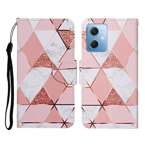 Xiaomi Redmi Note 12 5G / Xiaomi Poco X5 5G Θήκη Βιβλίο Colored Drawing Pattern Flip Phone Case Marble Pink White