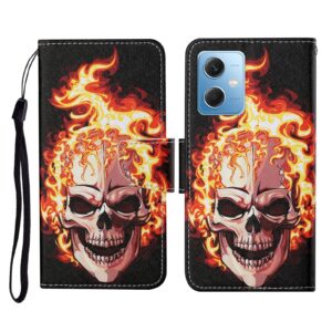 Xiaomi Redmi Note 12 5G / Xiaomi Poco X5 5G Θήκη Βιβλίο Colored Drawing Pattern Flip Phone Case Flame Skull