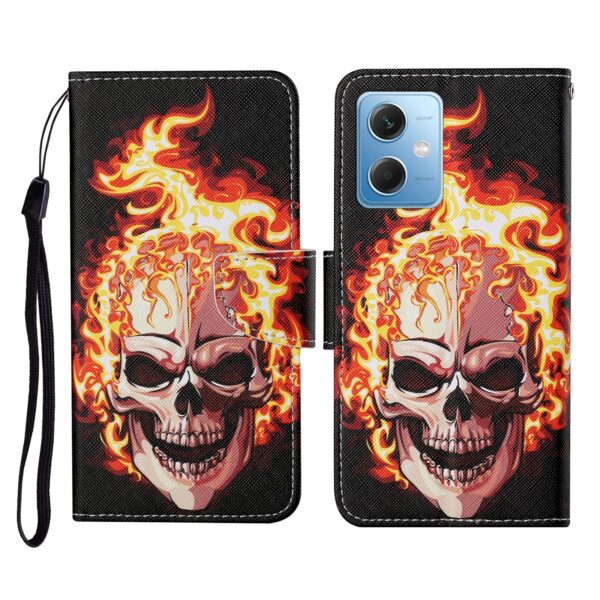 Xiaomi Redmi Note 12 5G / Xiaomi Poco X5 5G Θήκη Βιβλίο Colored Drawing Pattern Flip Phone Case Flame Skull