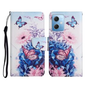 Xiaomi Redmi Note 12 5G / Xiaomi Poco X5 5G Θήκη Βιβλίο Colored Drawing Pattern Flip Phone Case Purple Butterfly
