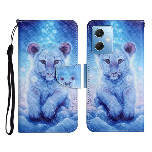 Xiaomi Redmi Note 12 5G / Xiaomi Poco X5 5G Θήκη Βιβλίο Colored Drawing Pattern Flip Phone Case Little Leopard