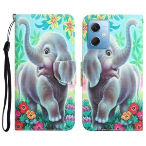 Xiaomi Redmi Note 12 5G / Xiaomi Poco X5 5G Θήκη Βιβλίο Colored Drawing Pattern Flip Phone Case Elephant