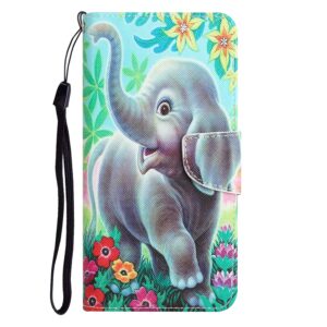 Xiaomi Redmi Note 12 5G / Xiaomi Poco X5 5G Θήκη Βιβλίο Colored Drawing Pattern Flip Phone Case Elephant