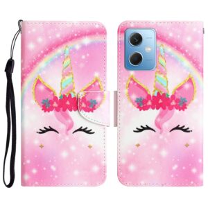 Xiaomi Redmi Note 12 5G / Xiaomi Poco X5 5G Θήκη Βιβλίο Colored Drawing Pattern Flip Phone Case Unicorn