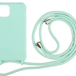 iPhone 14 Plus Θήκη με Λουράκι Βεραμάν Soft Touch Cover Case With Neck Strap Mint