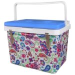 KALE TERMOS 20LT COOLER BOX WITH PAISLEY FABRIC AND BLUE LID Φορητό Ψυγείο