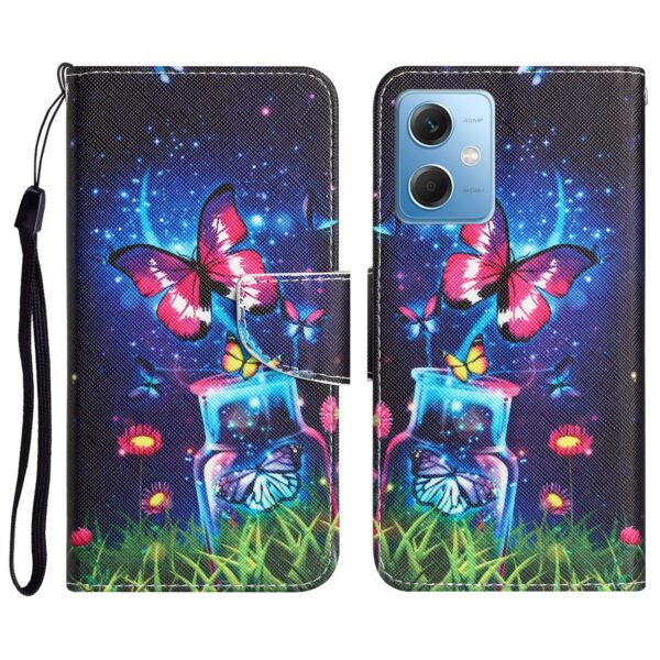 Xiaomi Redmi Note 12 5G / Xiaomi Poco X5 5G Θήκη Βιβλίο Colored Drawing Pattern Flip Phone Case Bottle Butterfly