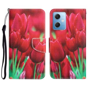 Xiaomi Redmi Note 12 5G / Xiaomi Poco X5 5G Θήκη Βιβλίο Colored Drawing Pattern Flip Phone Case Tulips